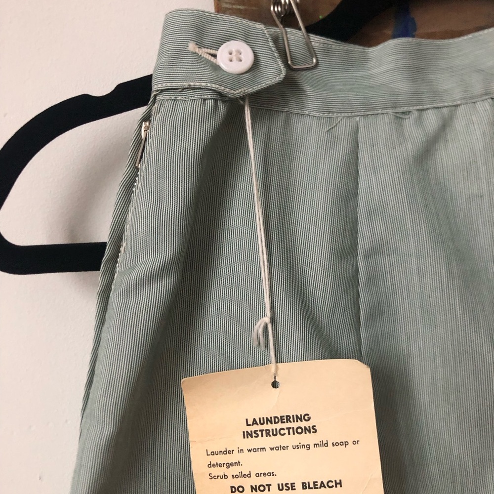 60s vintage xs dead stock high waist midi preppy stripe skirt 25” waist xxs